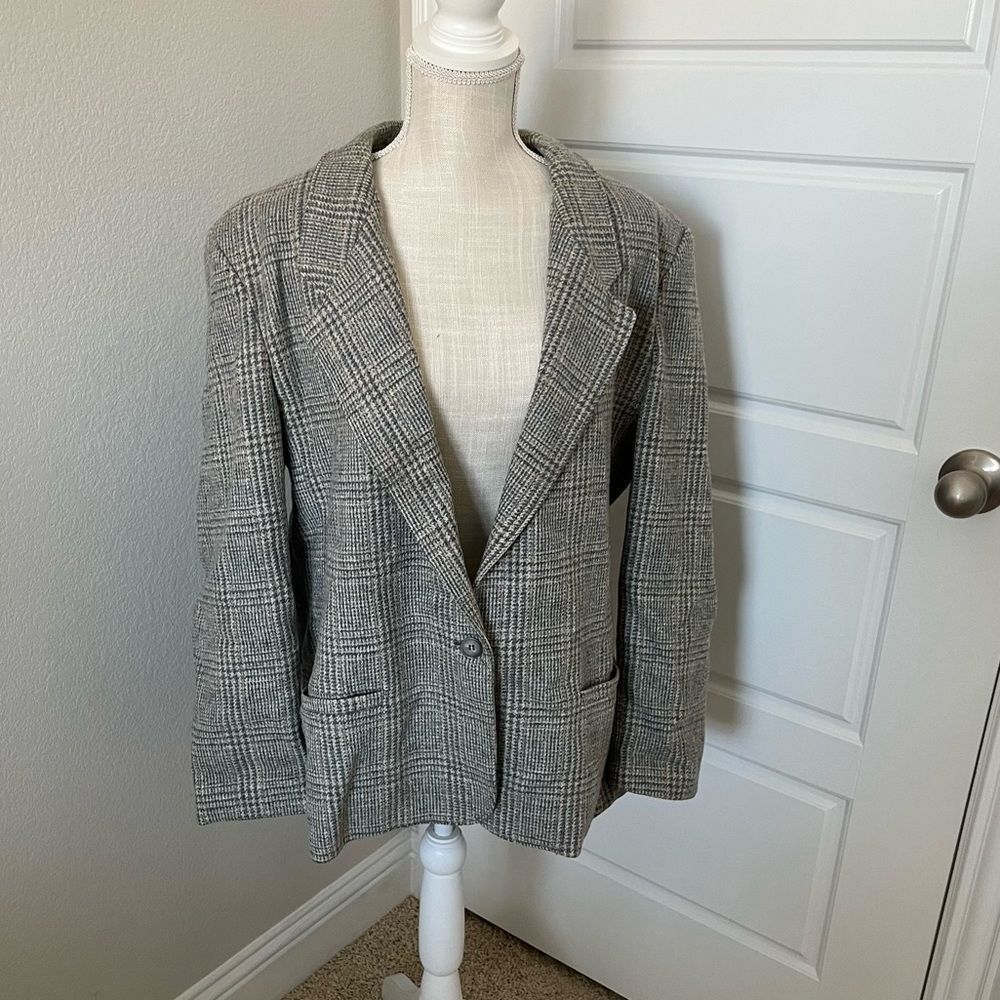 100% Wool Alfred Dunner Plaid Blazer Size 20